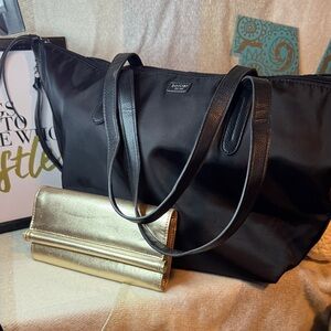 Botkier Black Tote with Gold Clutch